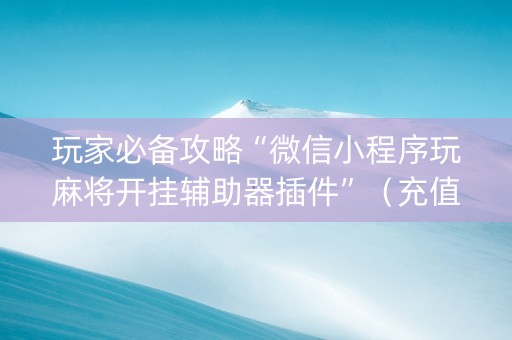 玩家必备攻略“微信小程序玩麻将开挂辅助器插件”（充值会提高胜率么)