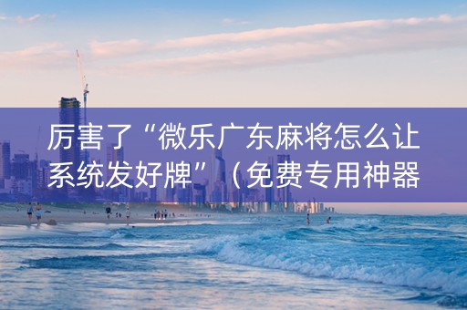厉害了“微乐广东麻将怎么让系统发好牌”（免费专用神器)