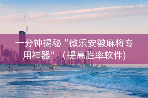 一分钟揭秘“微乐安徽麻将专用神器”（提高胜率软件)