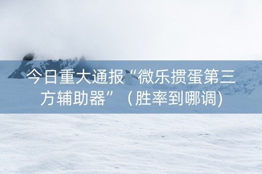今日重大通报“微乐掼蛋第三方辅助器”（胜率到哪调)