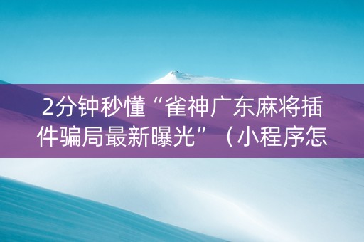 2分钟秒懂“雀神广东麻将插件骗局最新曝光”（小程序怎么才会赢)