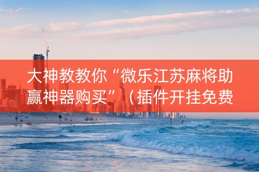 大神教教你“微乐江苏麻将助赢神器购买”（插件开挂免费AI)