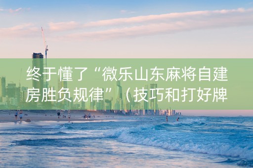 终于懂了“微乐山东麻将自建房胜负规律”（技巧和打好牌方法)