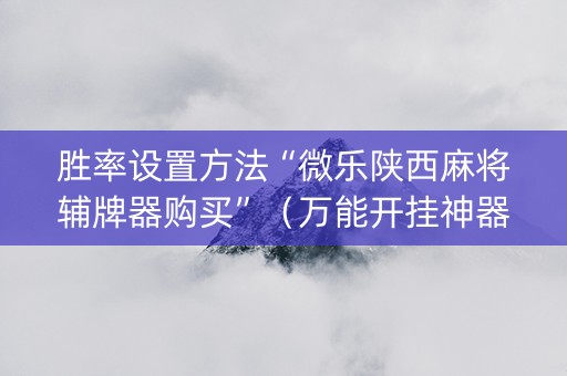 胜率设置方法“微乐陕西麻将辅牌器购买”（万能开挂神器)