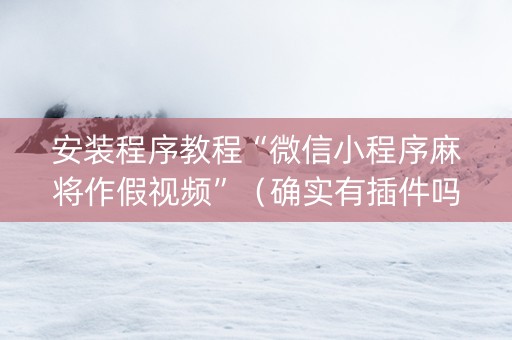 安装程序教程“微信小程序麻将作假视频”（确实有插件吗)