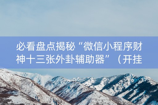 必看盘点揭秘“微信小程序财神十三张外卦辅助器”（开挂辅助器插件)