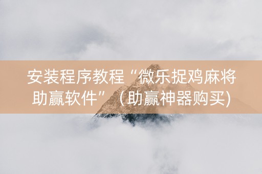 安装程序教程“微乐捉鸡麻将助赢软件”（助赢神器购买)