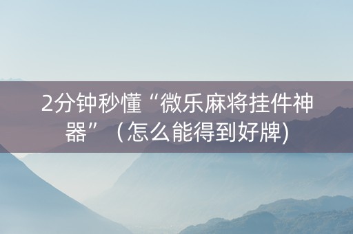 2分钟秒懂“微乐麻将挂件神器”（怎么能得到好牌)