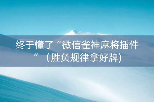 终于懂了“微信雀神麻将插件”（胜负规律拿好牌)