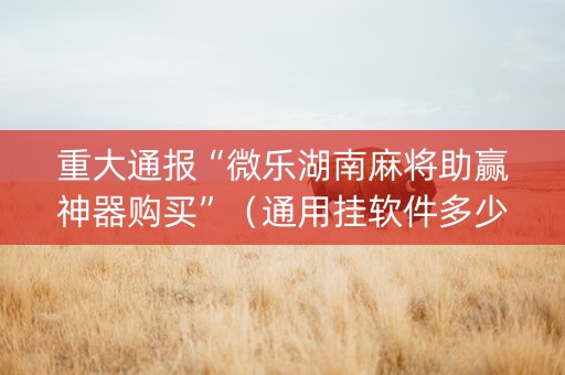 重大通报“微乐湖南麻将助赢神器购买”（通用挂软件多少钱)