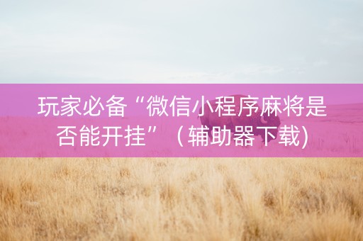 玩家必备“微信小程序麻将是否能开挂”（辅助器下载)