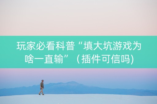 玩家必看科普“填大坑游戏为啥一直输”（插件可信吗)