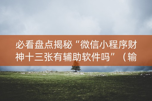 必看盘点揭秘“微信小程序财神十三张有辅助软件吗”（输赢有什么规律)