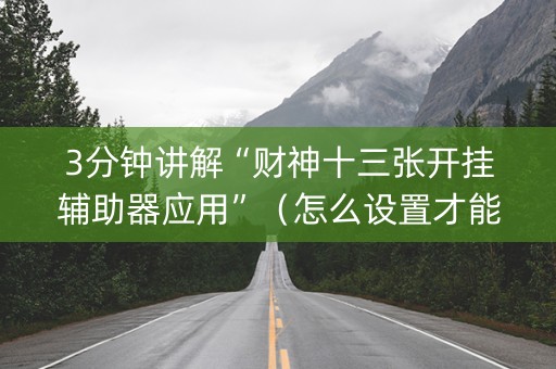 3分钟讲解“财神十三张开挂辅助器应用”（怎么设置才能赢)