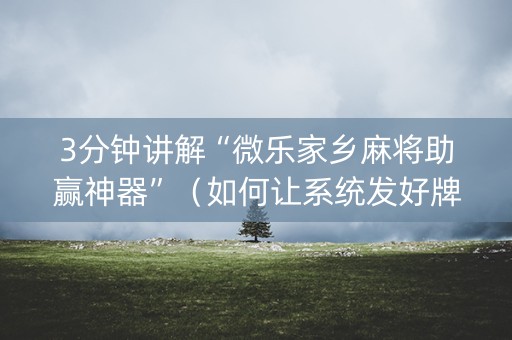 3分钟讲解“微乐家乡麻将助赢神器”（如何让系统发好牌)