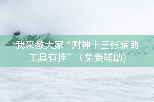 我来教大家“财神十三张辅助工具有挂”（免费辅助)
