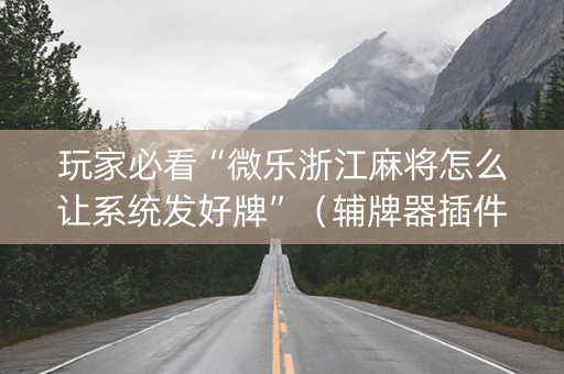 玩家必看“微乐浙江麻将怎么让系统发好牌”（辅牌器插件购买)
