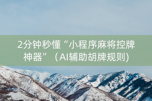 2分钟秒懂“小程序麻将控牌神器”（AI辅助胡牌规则)
