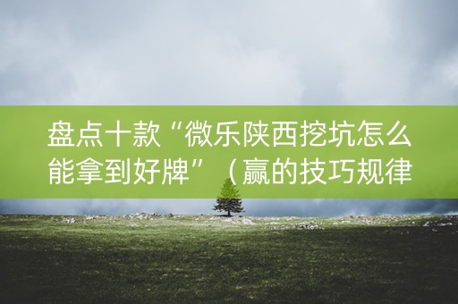 盘点十款“微乐陕西挖坑怎么能拿到好牌”（赢的技巧规律)