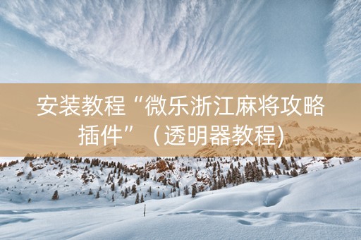 安装教程“微乐浙江麻将攻略插件”（透明器教程)
