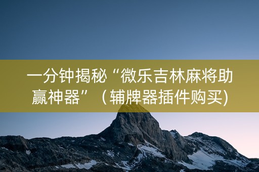 一分钟揭秘“微乐吉林麻将助赢神器”（辅牌器插件购买)