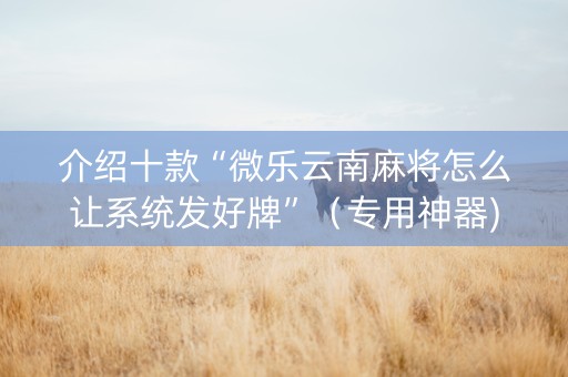 介绍十款“微乐云南麻将怎么让系统发好牌”（专用神器)