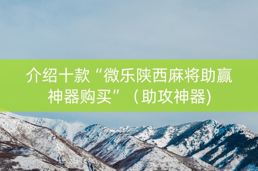 介绍十款“微乐陕西麻将助赢神器购买”（助攻神器)