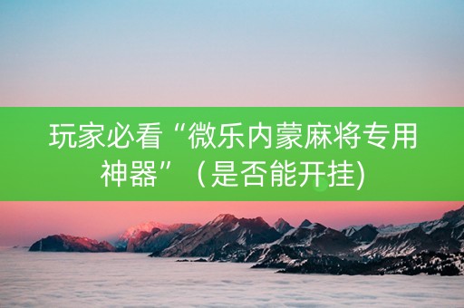 玩家必看“微乐内蒙麻将专用神器”（是否能开挂)