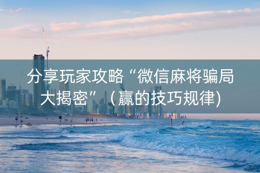 分享玩家攻略“微信麻将骗局大揭密”（赢的技巧规律)