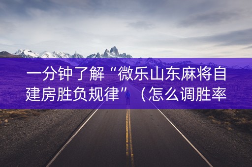 一分钟了解“微乐山东麻将自建房胜负规律”（怎么调胜率)