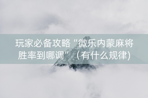 玩家必备攻略“微乐内蒙麻将胜率到哪调”（有什么规律)