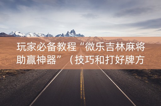 玩家必备教程“微乐吉林麻将助赢神器”（技巧和打好牌方法)