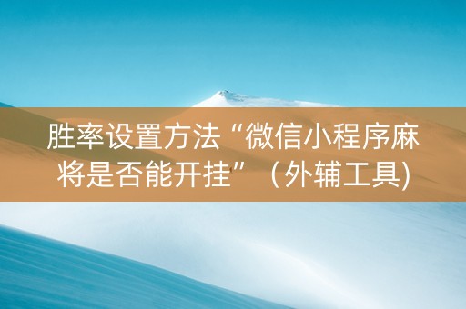 胜率设置方法“微信小程序麻将是否能开挂”（外辅工具)