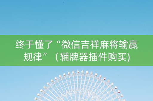 终于懂了“微信吉祥麻将输赢规律”（辅牌器插件购买)