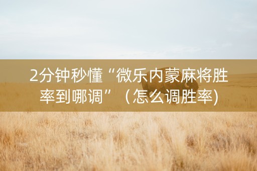 2分钟秒懂“微乐内蒙麻将胜率到哪调”（怎么调胜率)