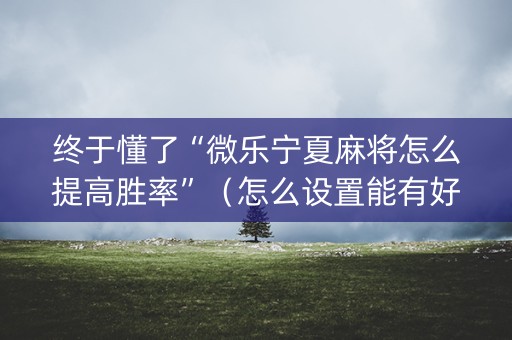 终于懂了“微乐宁夏麻将怎么提高胜率”（怎么设置能有好牌)