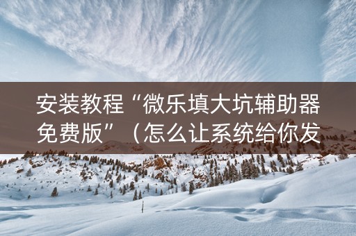 安装教程“微乐填大坑辅助器免费版”（怎么让系统给你发好牌)