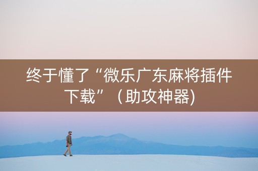 终于懂了“微乐广东麻将插件下载”（助攻神器)