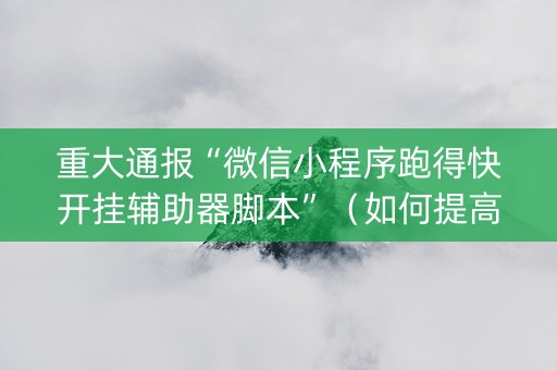 重大通报“微信小程序跑得快开挂辅助器脚本”（如何提高胜率)