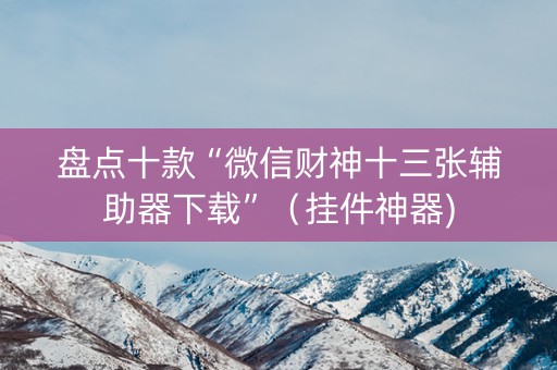 盘点十款“微信财神十三张辅助器下载”（挂件神器)