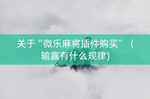 关于“微乐麻将插件购买”（输赢有什么规律)