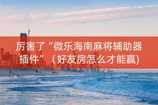 厉害了“微乐海南麻将辅助器插件”（好友房怎么才能赢)