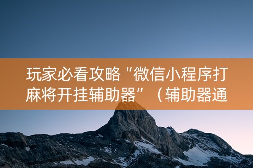 玩家必看攻略“微信小程序打麻将开挂辅助器”（辅助器通用版)