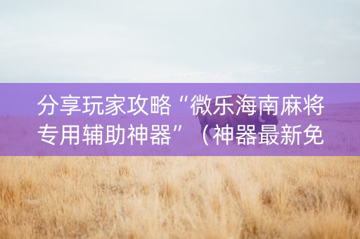 分享玩家攻略“微乐海南麻将专用辅助神器”（神器最新免费)