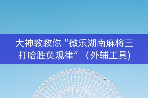 大神教教你“微乐湖南麻将三打哈胜负规律”（外辅工具)