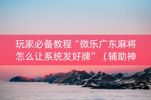 玩家必备教程“微乐广东麻将怎么让系统发好牌”（辅助神器免费)