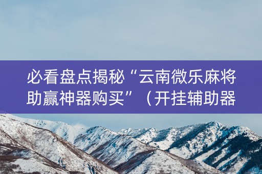 必看盘点揭秘“云南微乐麻将助赢神器购买”（开挂辅助器插件)