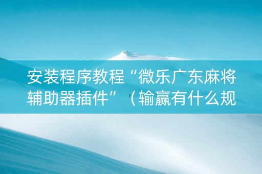 安装程序教程“微乐广东麻将辅助器插件”（输赢有什么规律)
