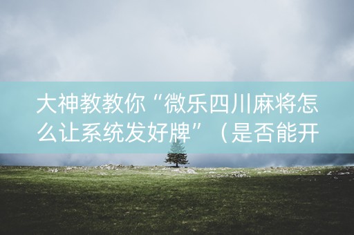 大神教教你“微乐四川麻将怎么让系统发好牌”（是否能开挂)