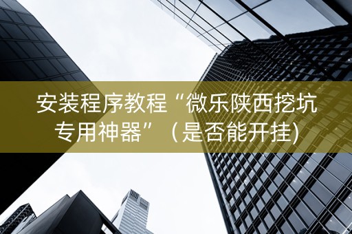 安装程序教程“微乐陕西挖坑专用神器”（是否能开挂)